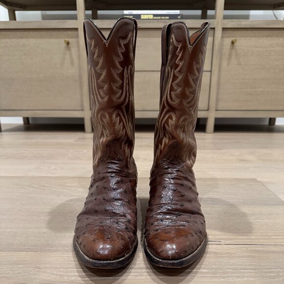 Men\'s Brown Ostrich Lucchese Boots
